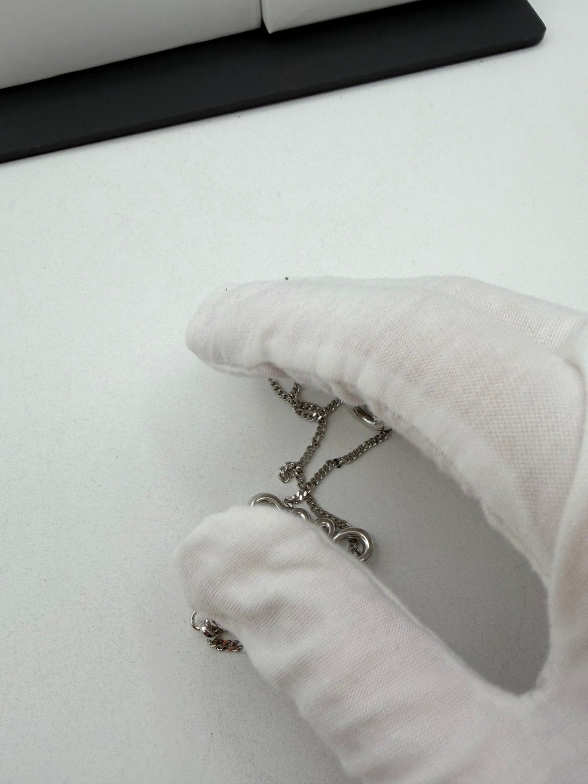 Pre-Owned Loewe Silver Anagram Pendant Necklace