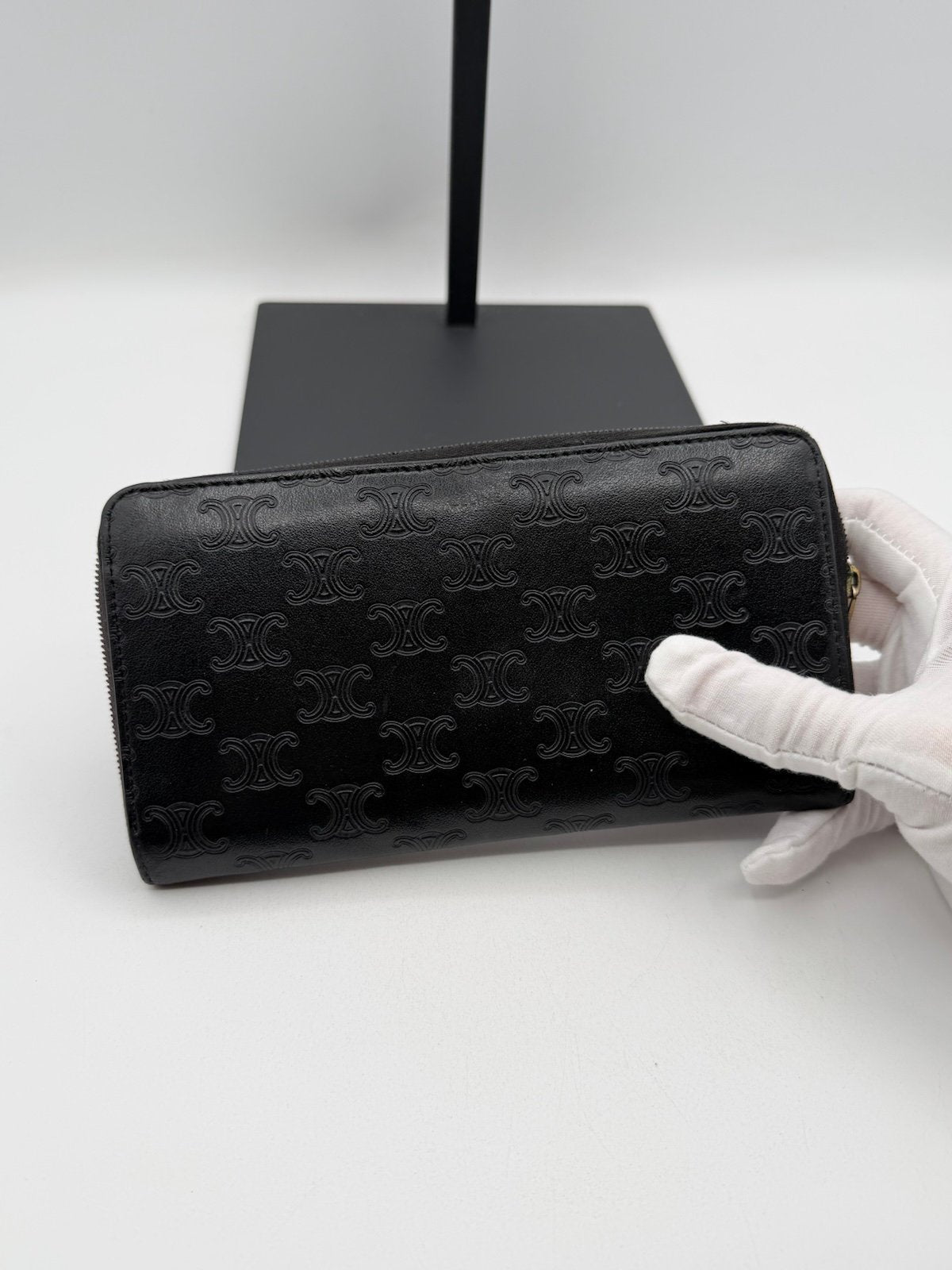 Pre-Owned Celine Monogram Embossed Zip Around Wallet