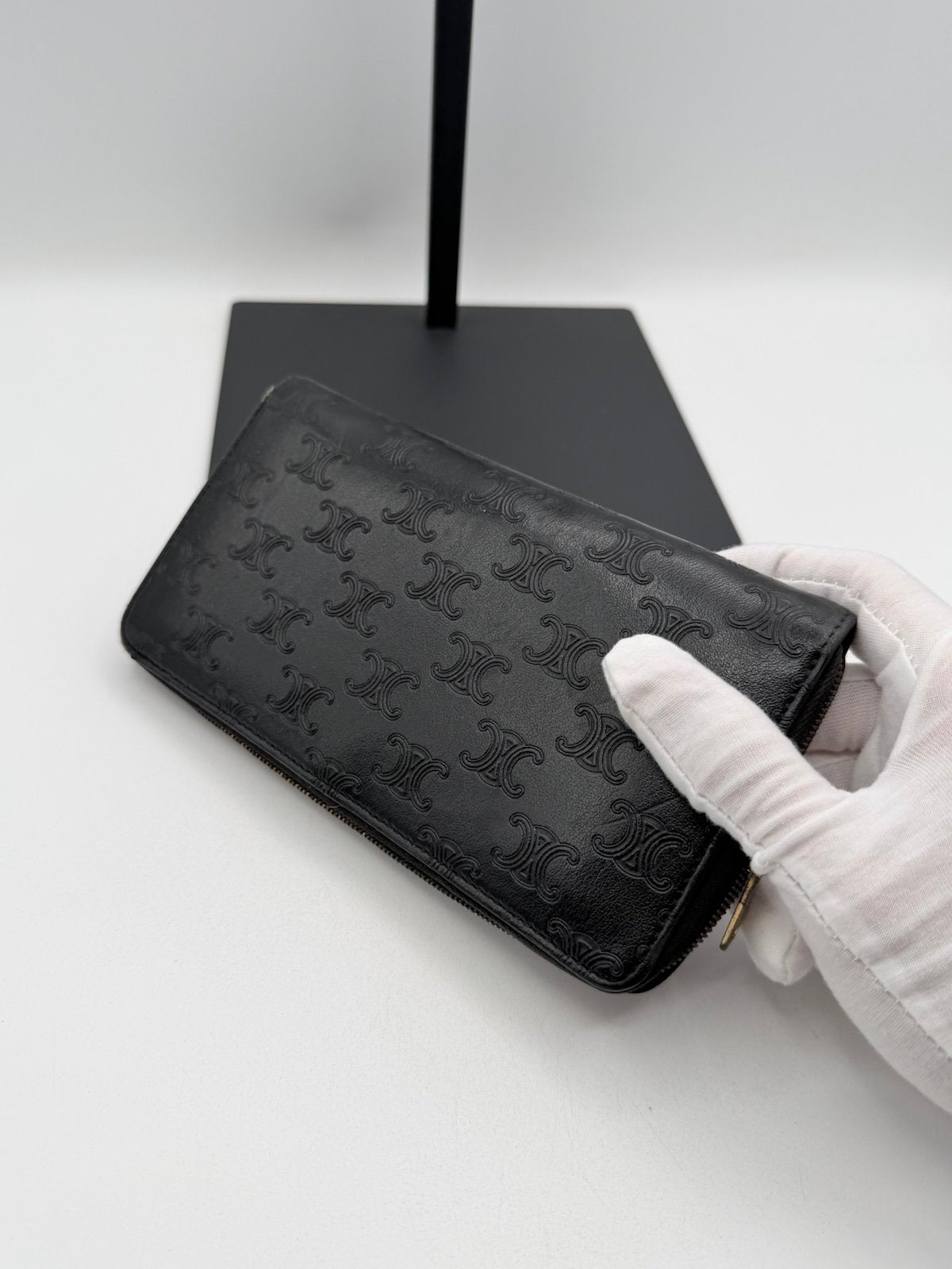 Pre-Owned Celine Monogram Embossed Zip Around Wallet