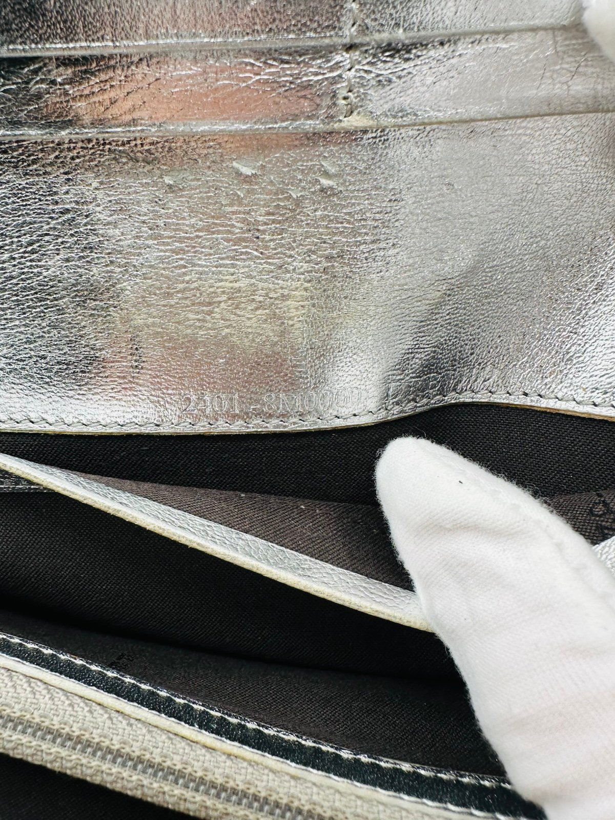 Pre-Owned Fendi Large Silver Flap Wallet
