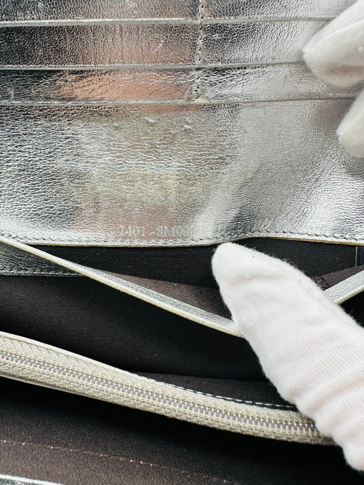 Pre-Owned Fendi Large Silver Flap Wallet