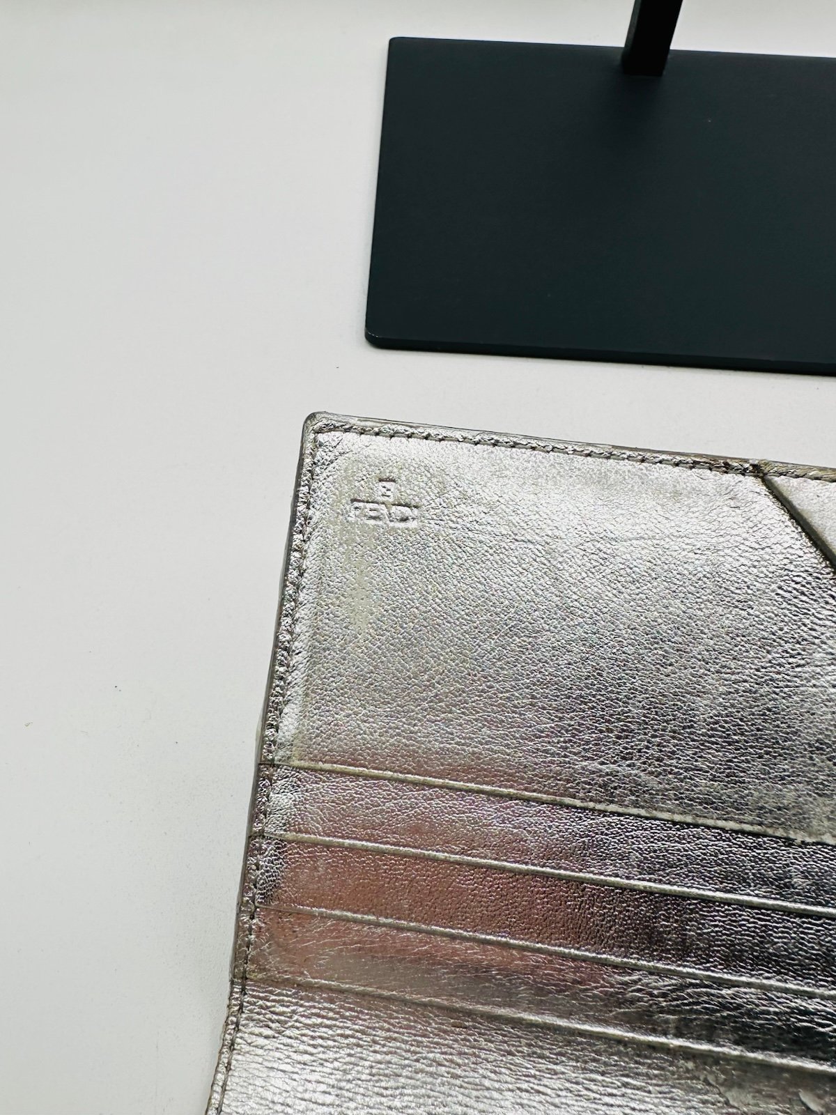 Pre-Owned Fendi Large Silver Flap Wallet