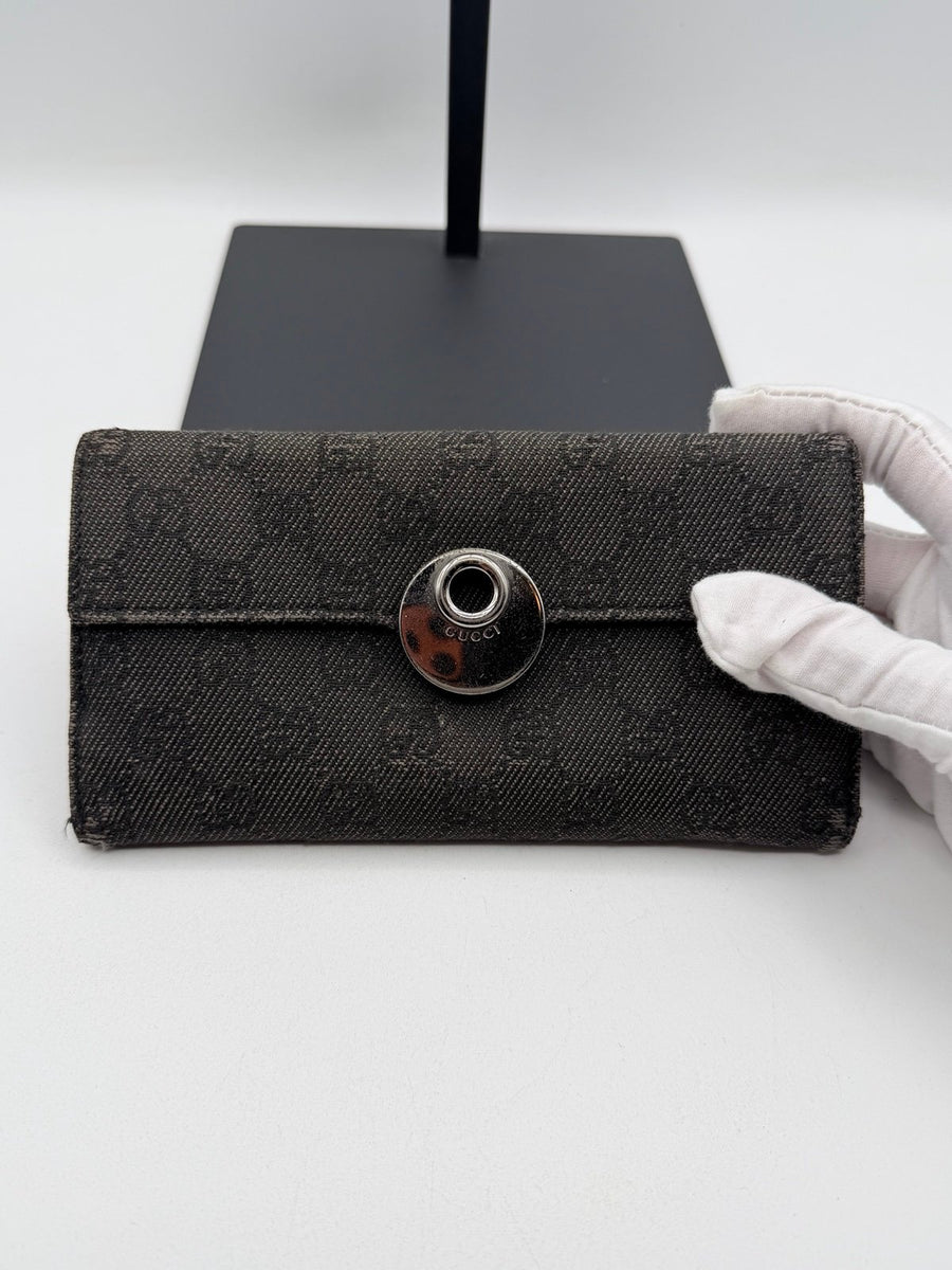 Pre-Owned Gucci Black Monogram Key Case Wallet