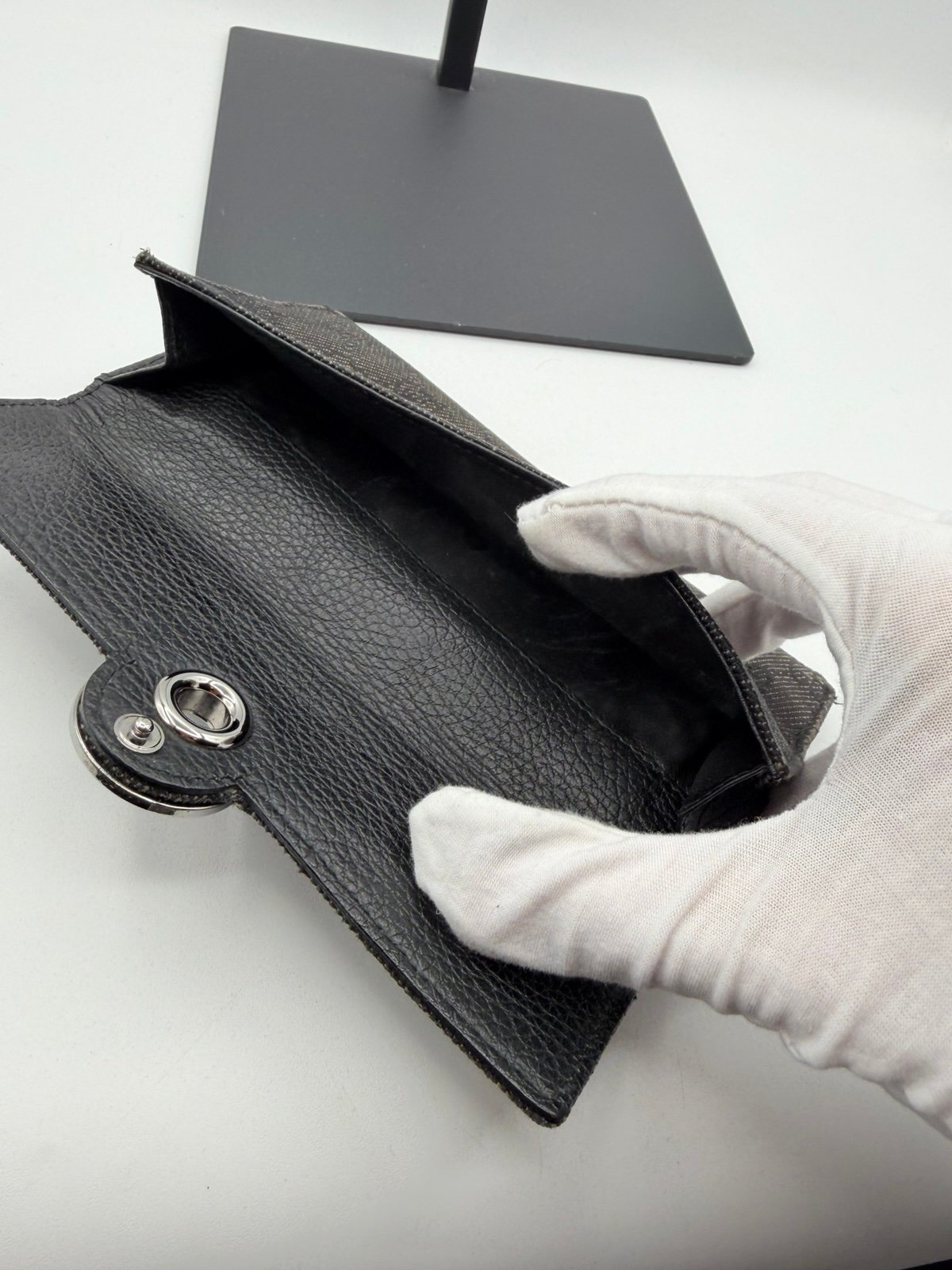 Pre-Owned Gucci Black Monogram Key Case Wallet