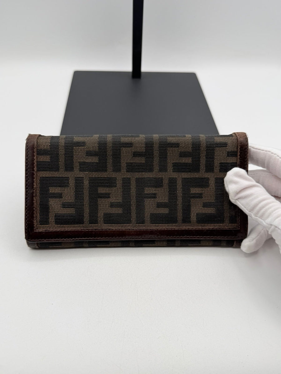 Pre-Owned Fendi Zucca Print Flap Long Wallet