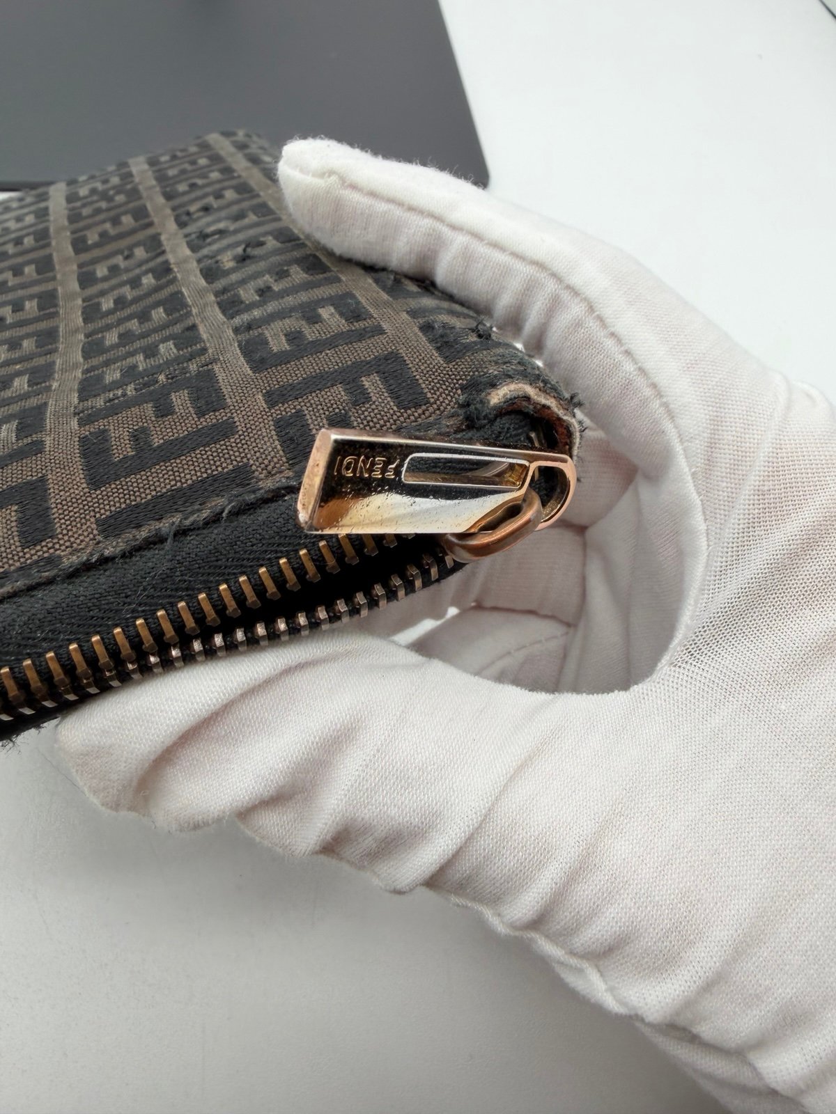 Pre-Owned Fendi Zucca Monogram Zip Around Wallet