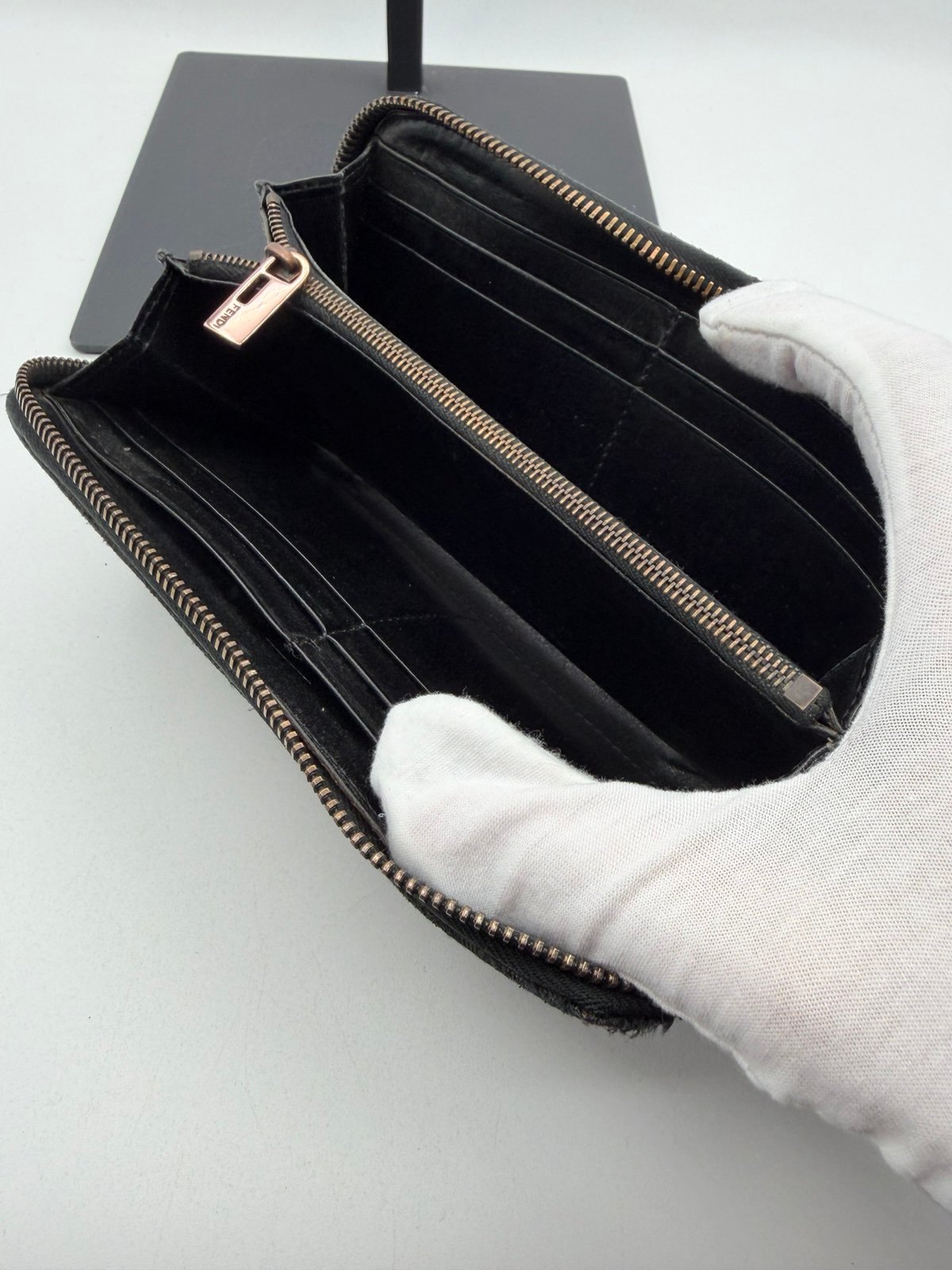Pre-Owned Fendi Zucca Monogram Zip Around Wallet