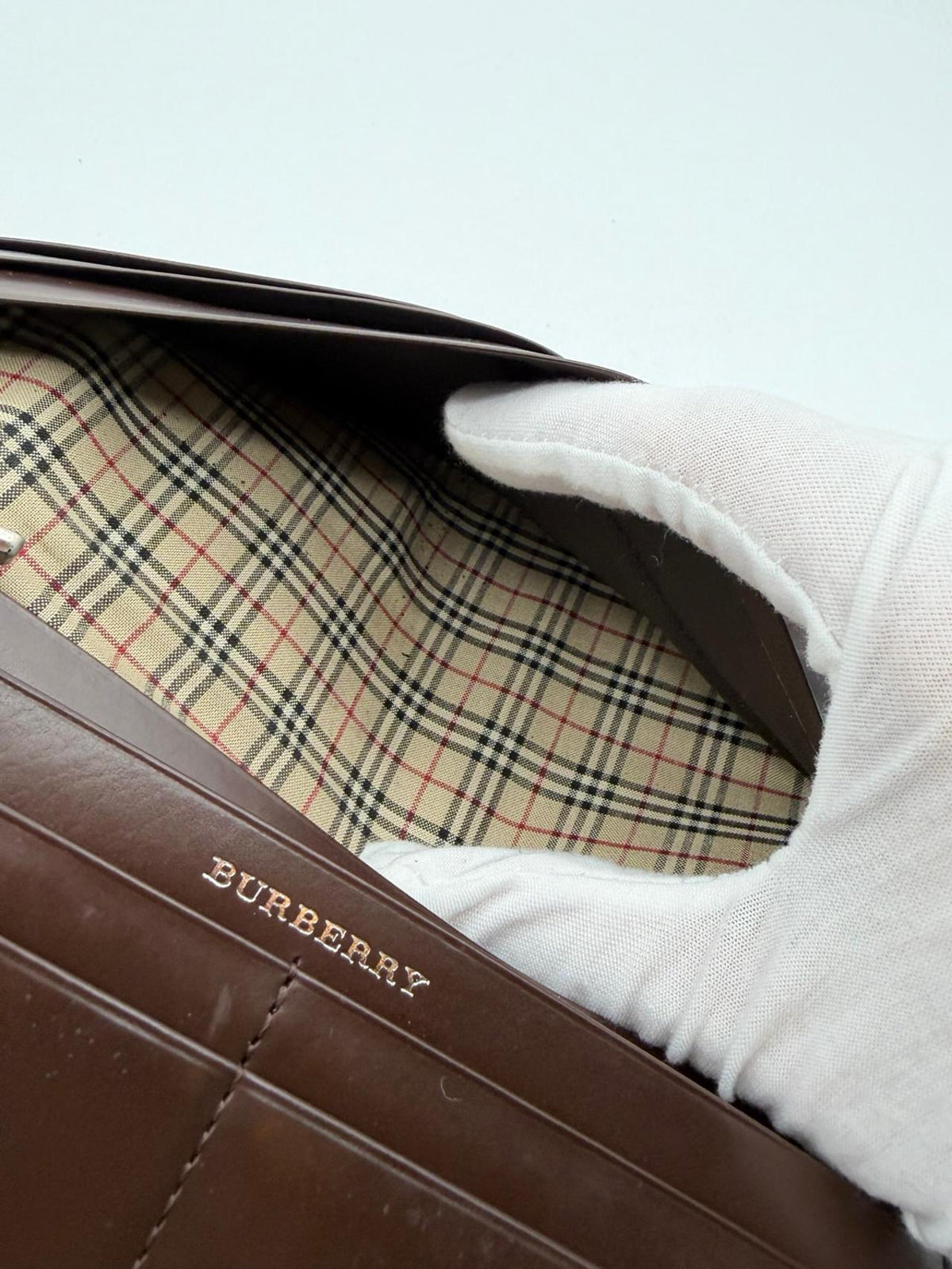 Pre-Owned Burberry Long Nylon Olive Wallet Brown