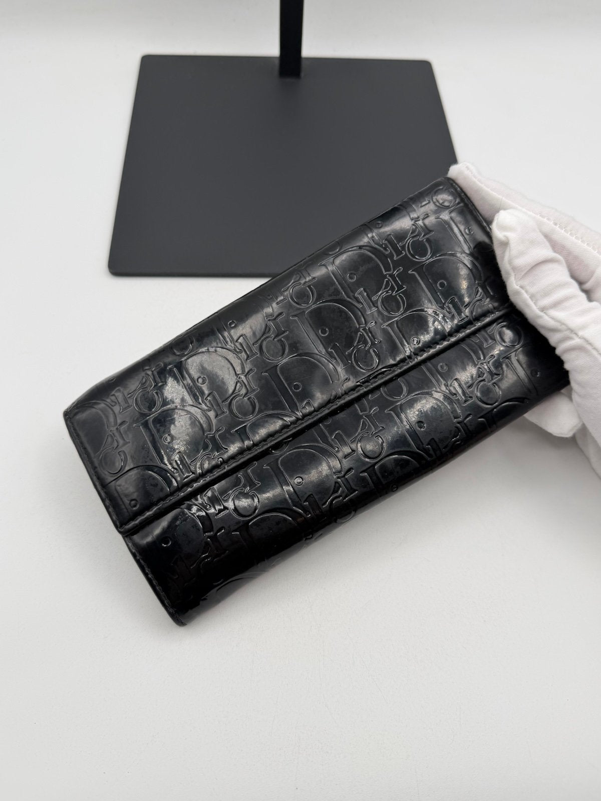 Pre-Owned Dior Patent Leather Monogram Flap Wallet