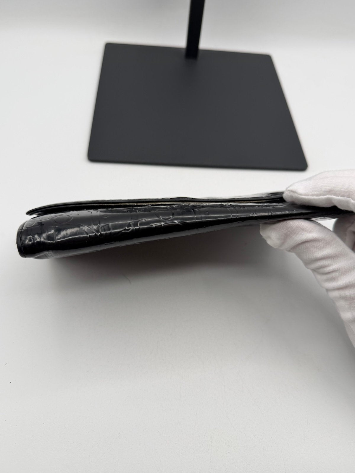 Pre-Owned Dior Patent Leather Monogram Flap Wallet