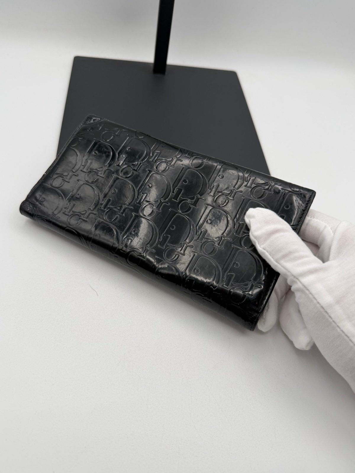 Pre-Owned Dior Patent Leather Monogram Flap Wallet