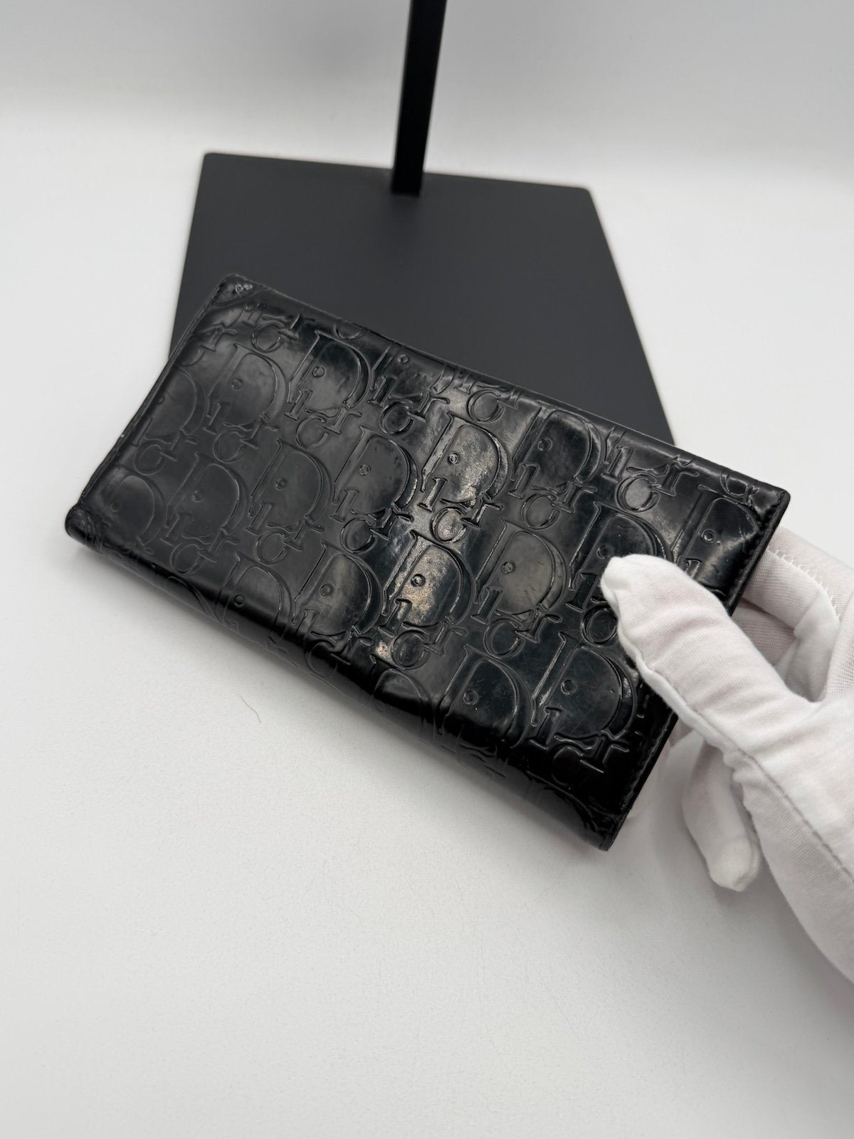 Pre-Owned Dior Patent Leather Monogram Flap Wallet