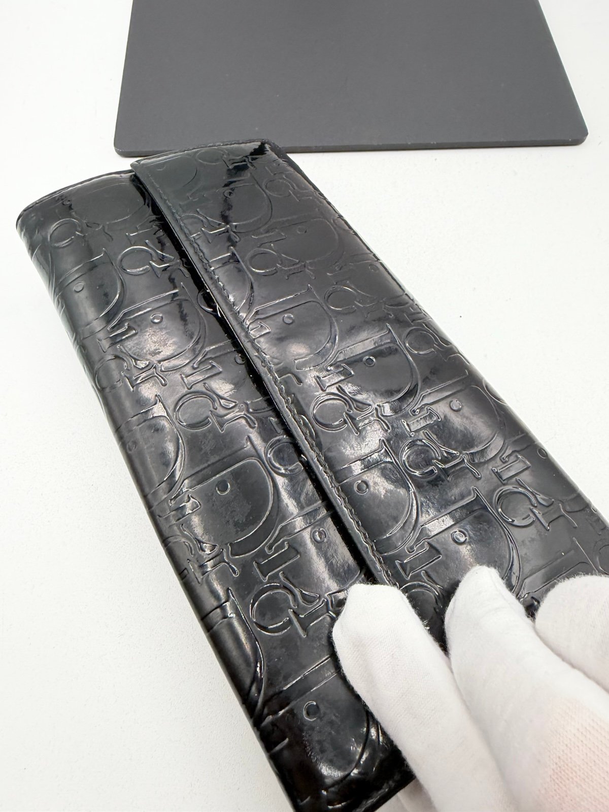 Pre-Owned Dior Patent Leather Monogram Flap Wallet