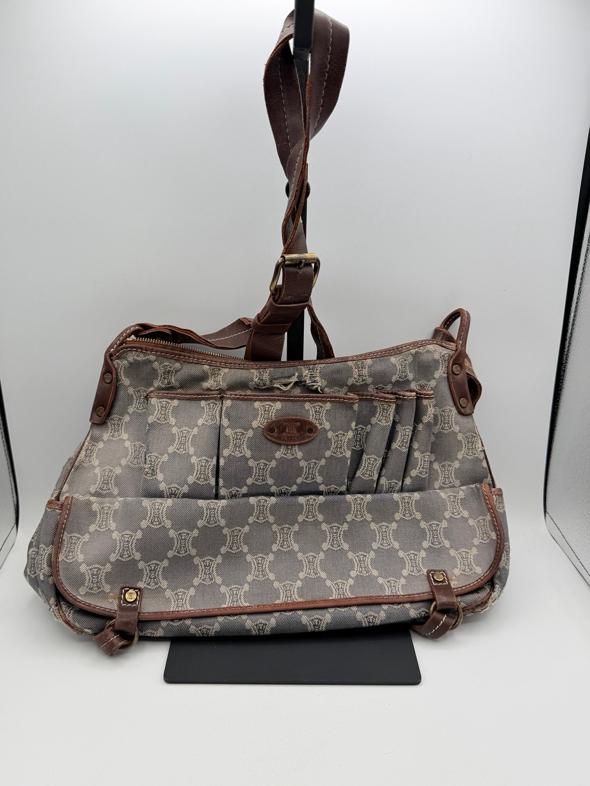 Pre-Owned Celine Macadam Pattern denim Shoulder Bag