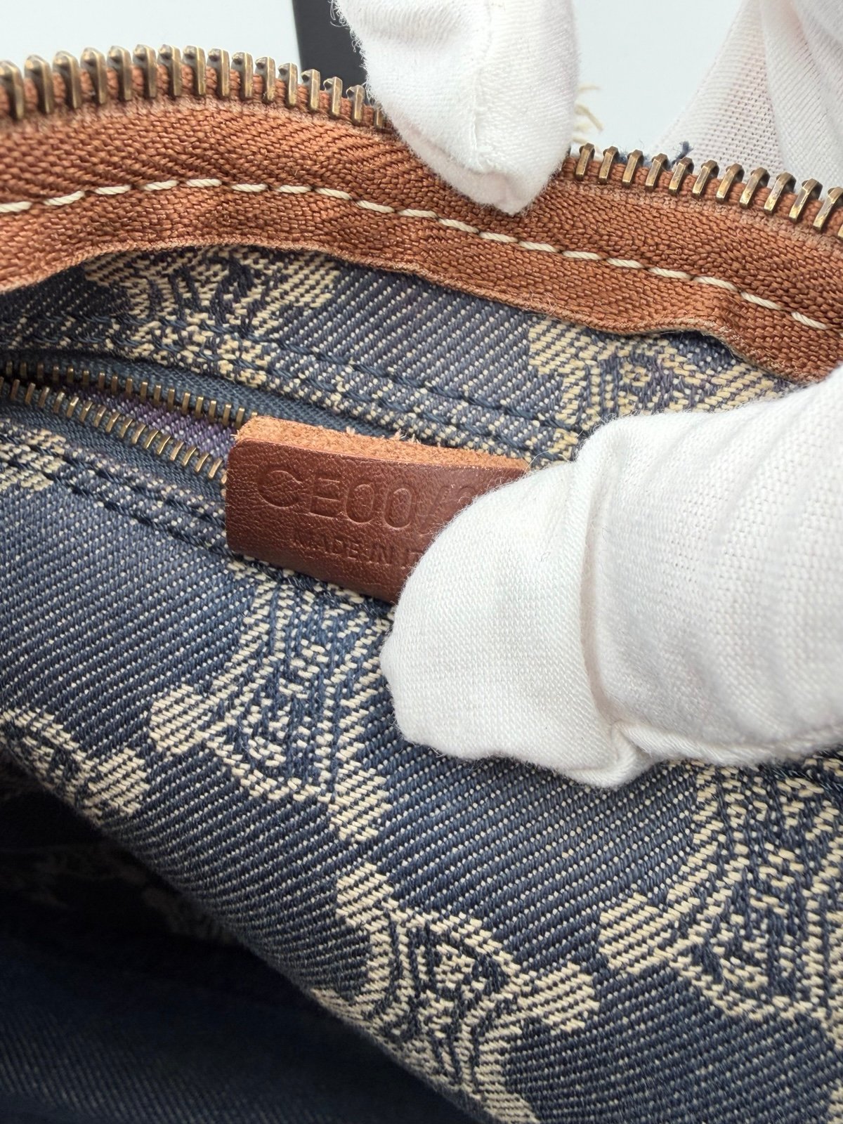 Pre-Owned Celine Macadam Pattern denim Shoulder Bag
