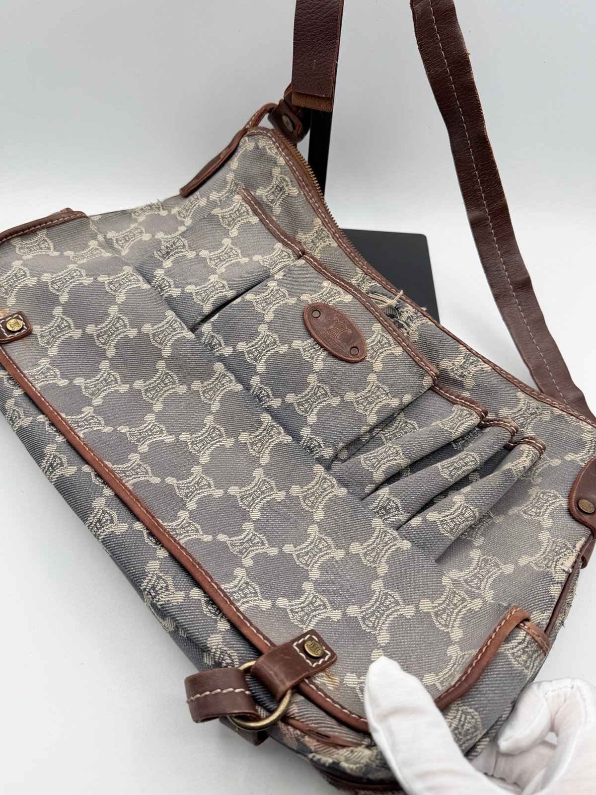 Pre-Owned Celine Macadam Pattern denim Shoulder Bag