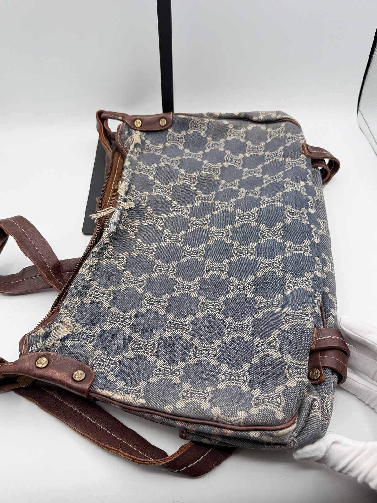 Pre-Owned Celine Macadam Pattern denim Shoulder Bag