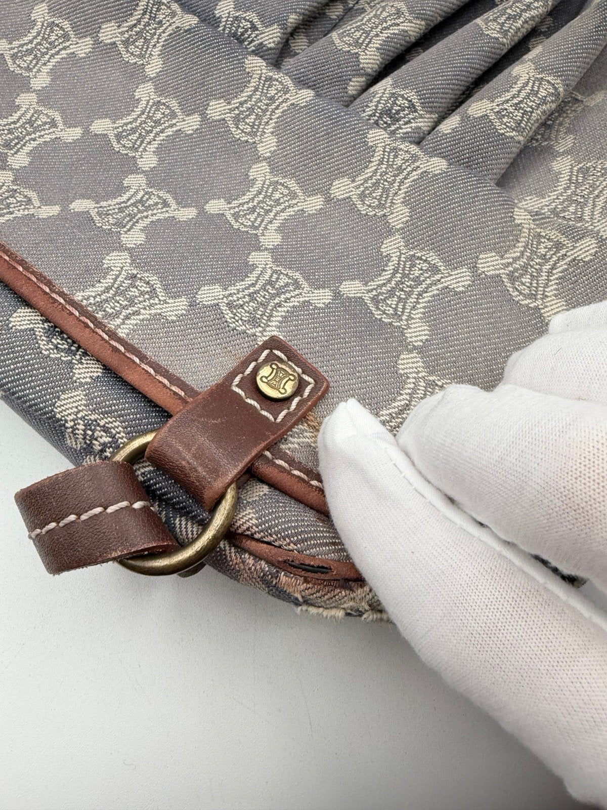 Pre-Owned Celine Macadam Pattern denim Shoulder Bag