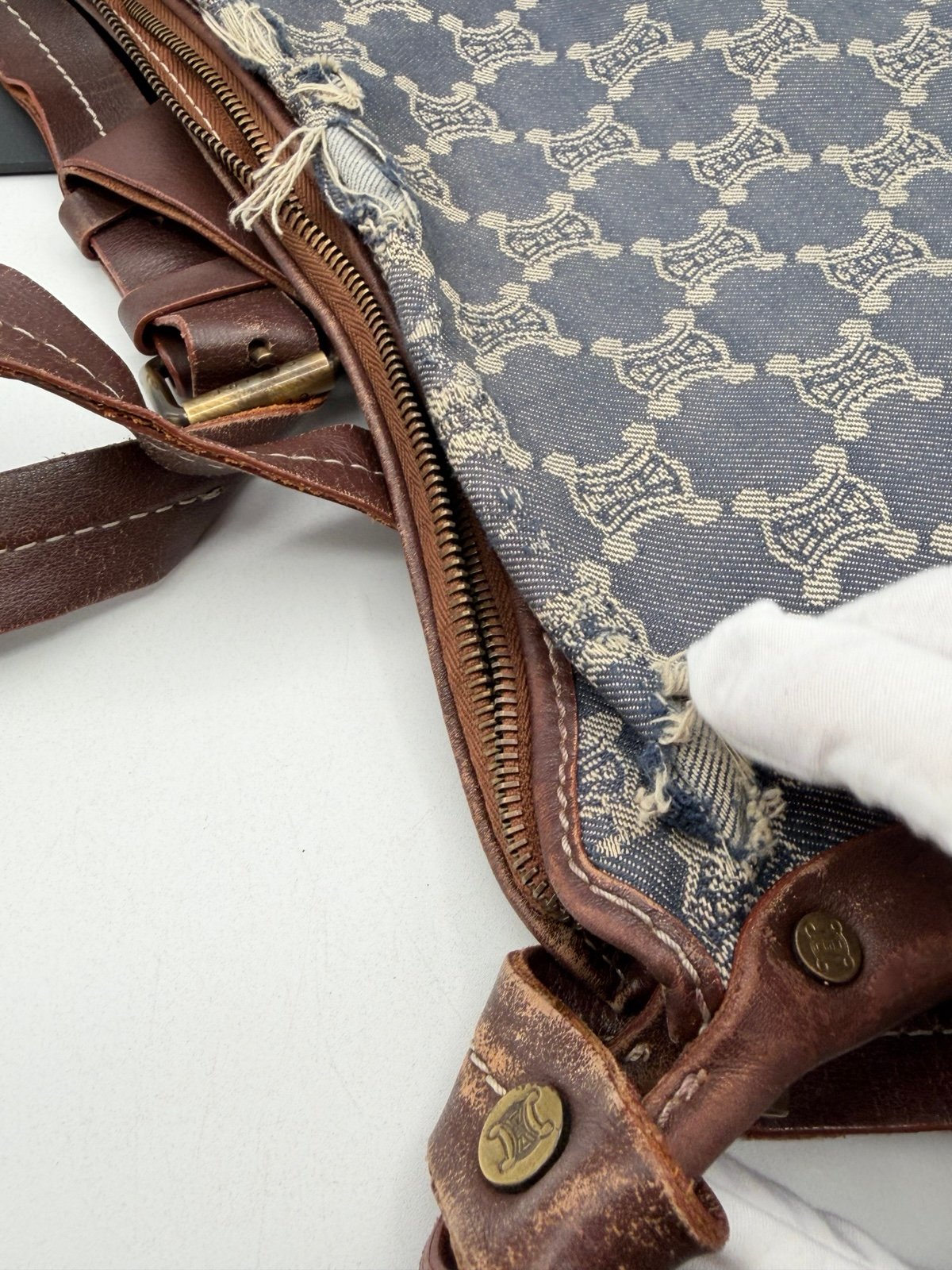 Pre-Owned Celine Macadam Pattern denim Shoulder Bag