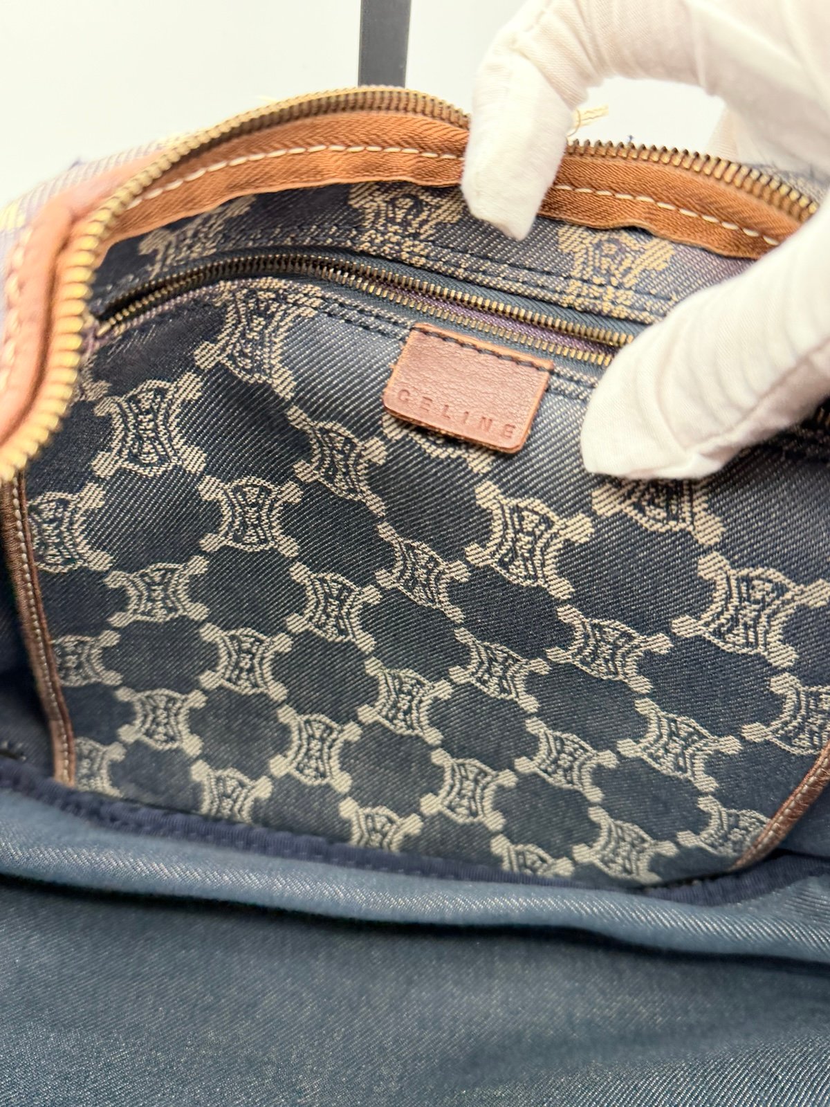 Pre-Owned Celine Macadam Pattern denim Shoulder Bag