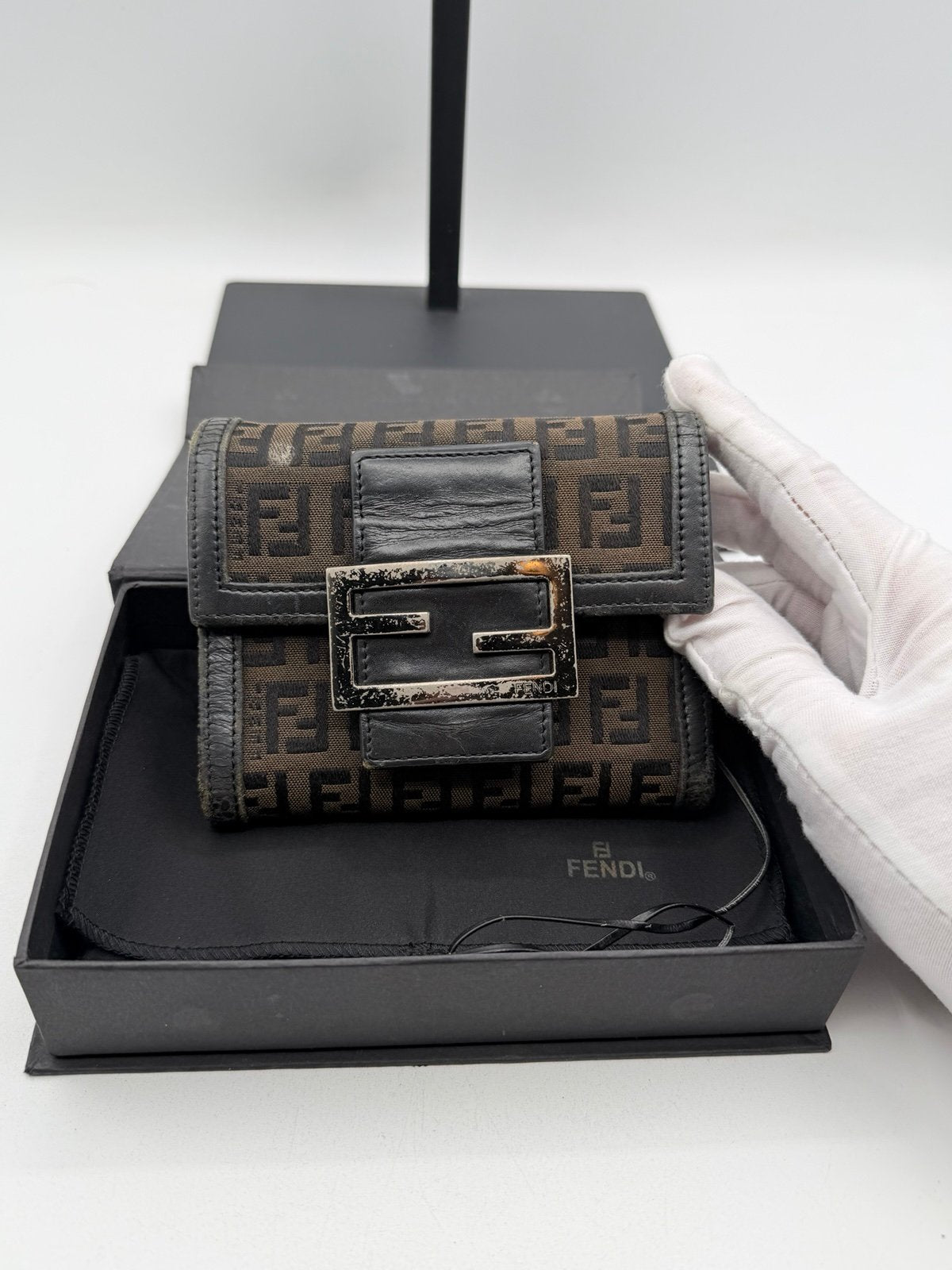 Pre-Owned Fendi Tri Fold Monogram Wallet
