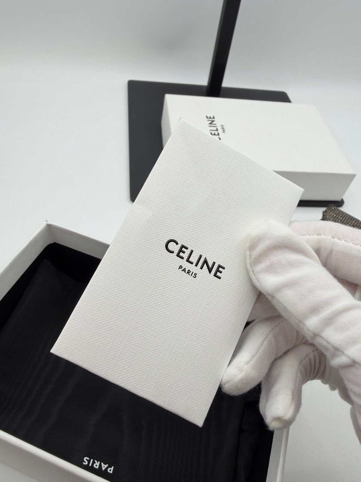 Pre-Owned Celine Triomphe Small Wallet in Metallic Tweed